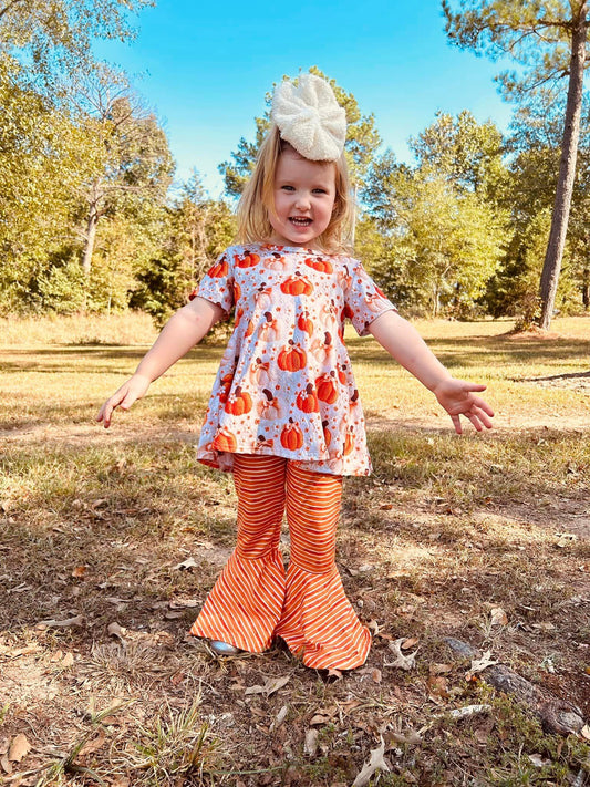 orange/cream stripe extra wide bells