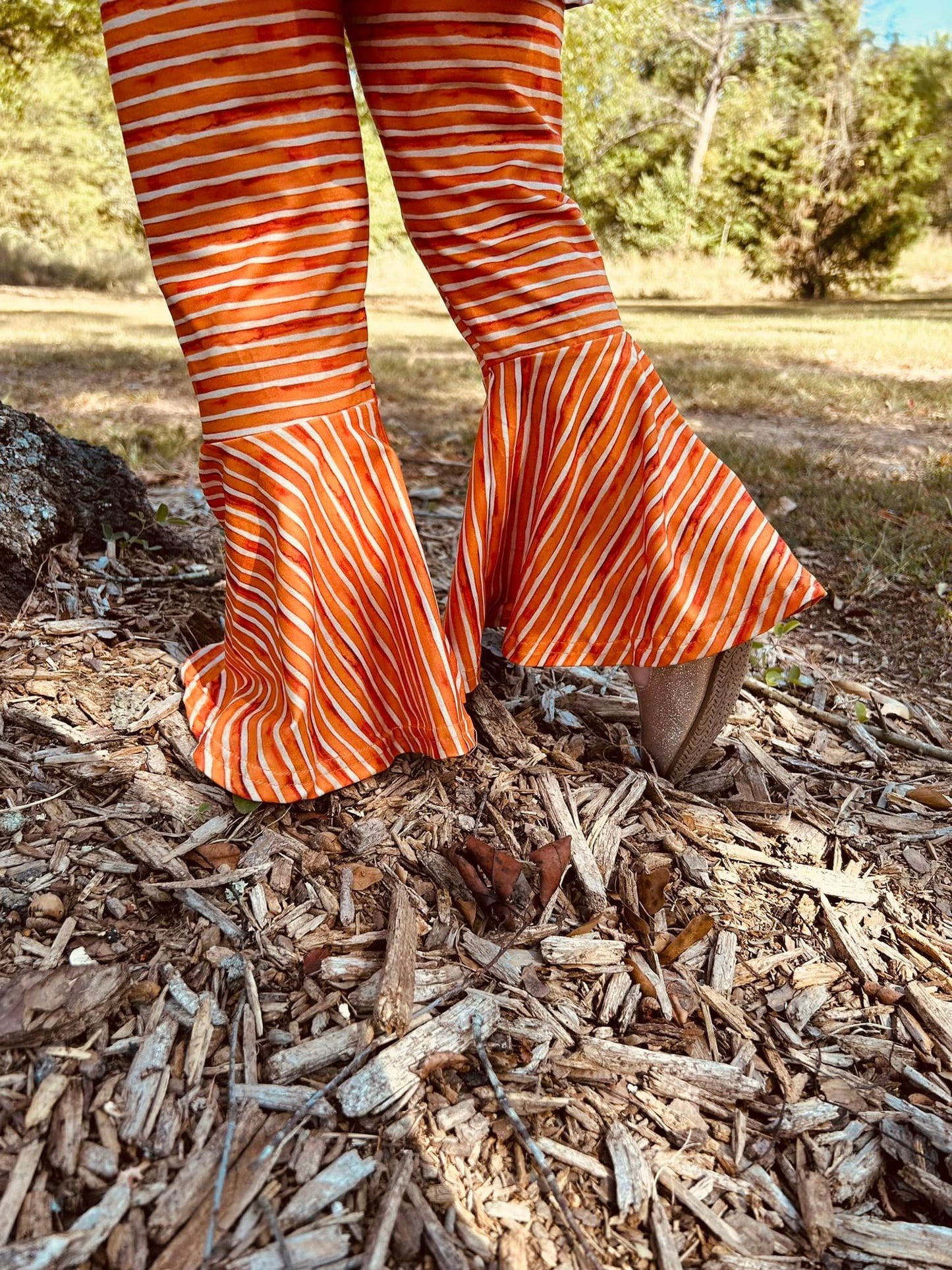 orange/cream stripe extra wide bells