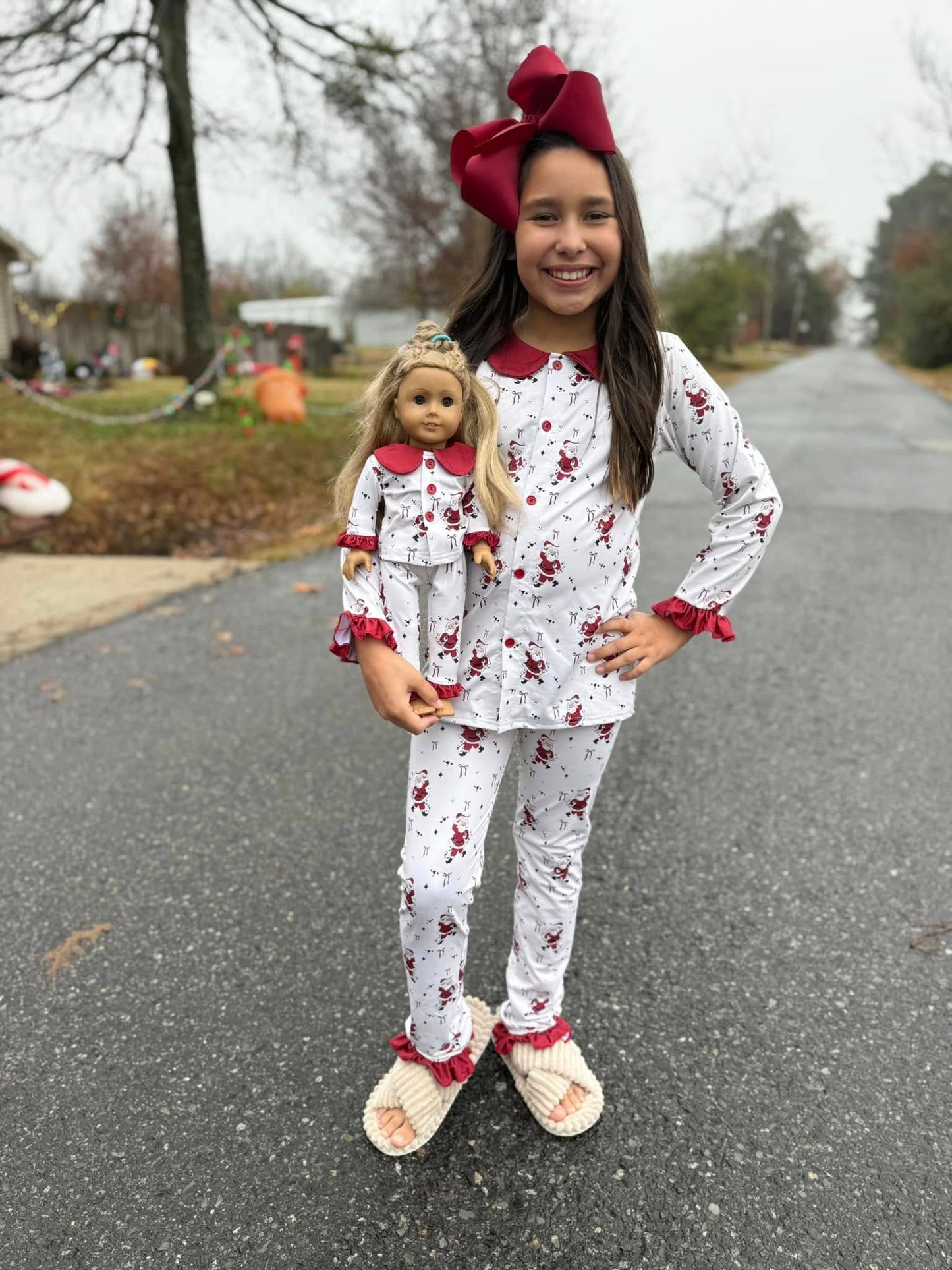 DOLL santa ruffle jammies