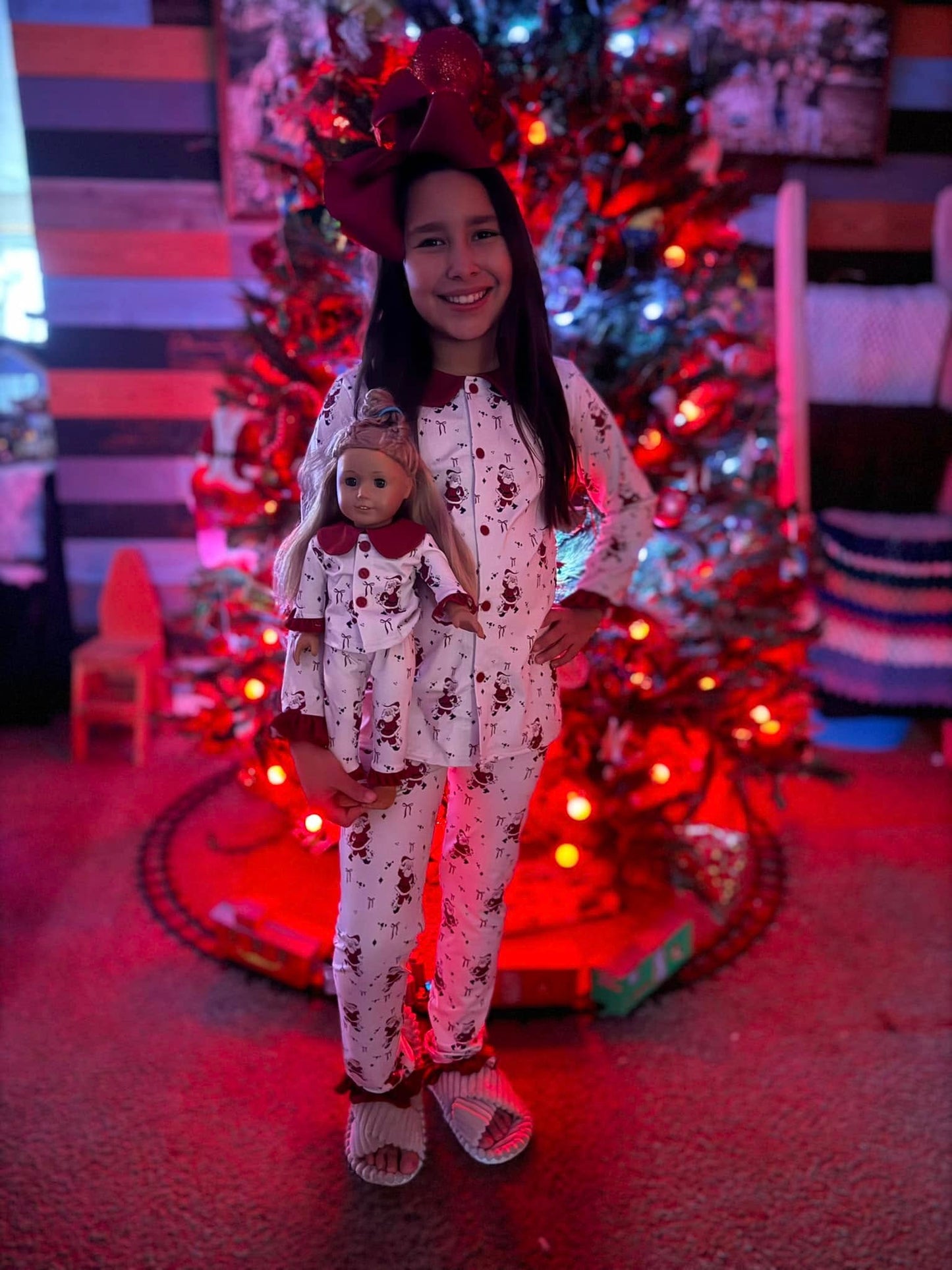 DOLL santa ruffle jammies