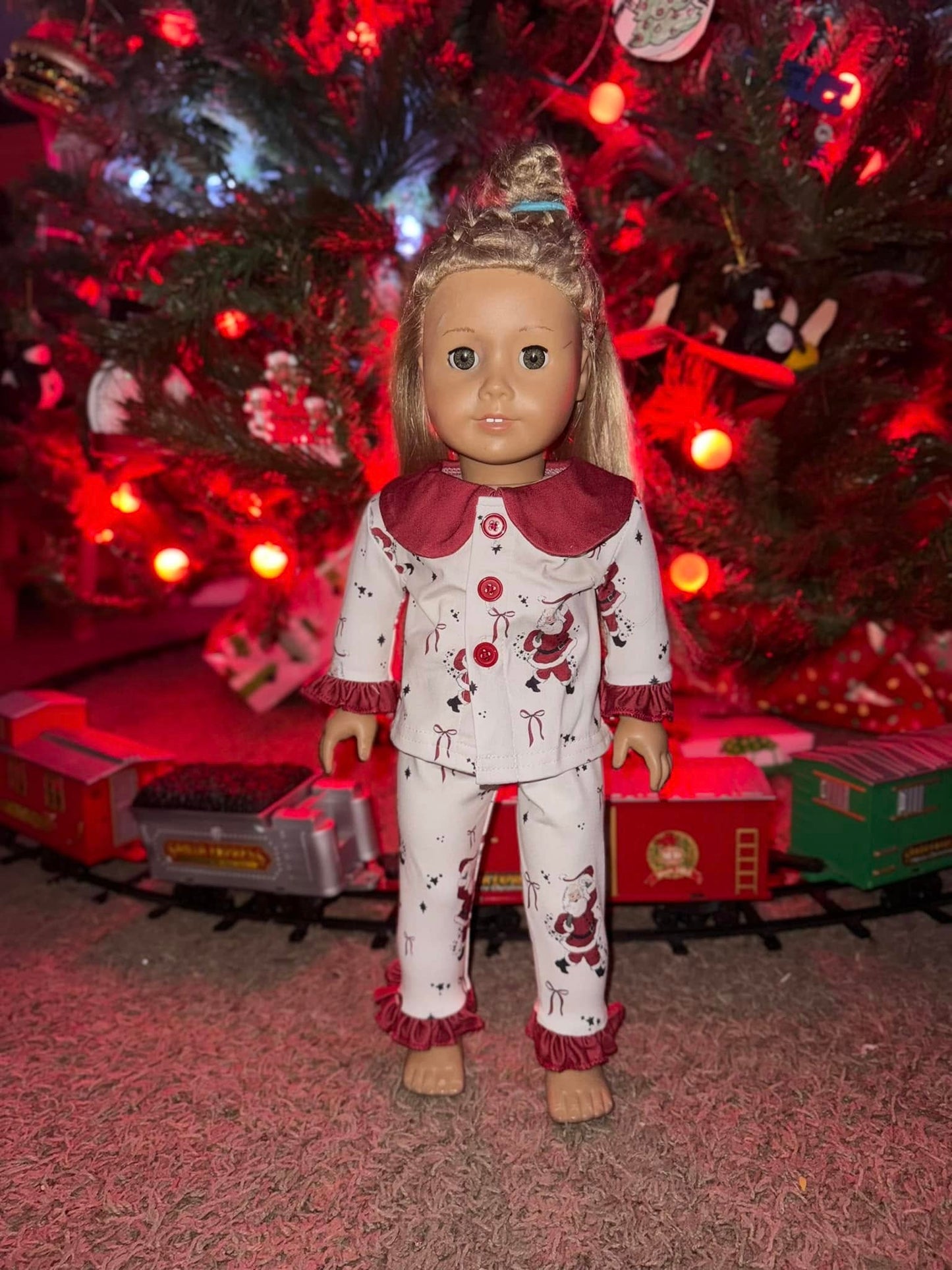 DOLL santa ruffle jammies