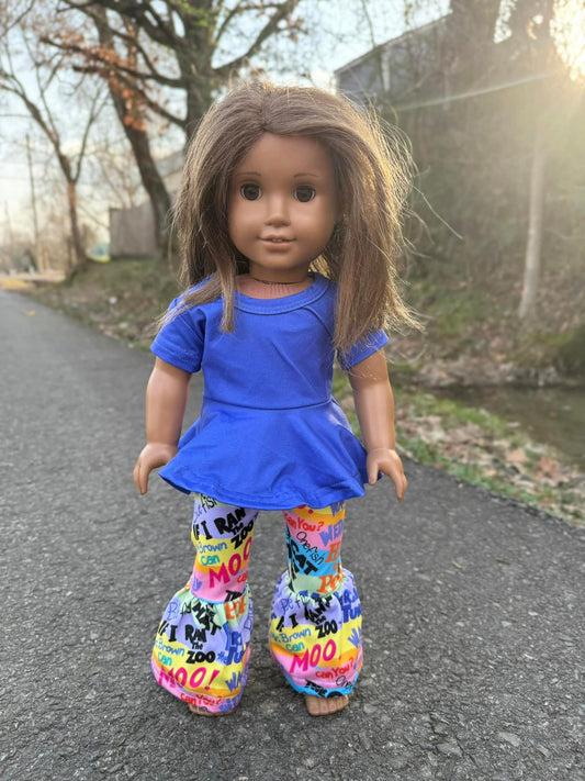 DOLL Royal purple twirl top and Seuss books bells set