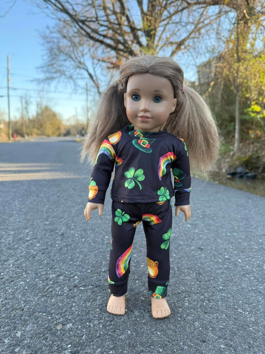 DOLL black st Patricks day jammies