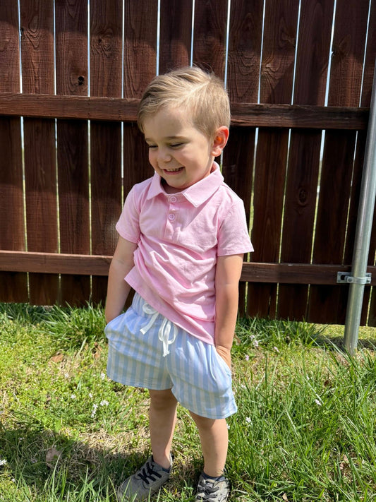 light blue stripes steele shorts