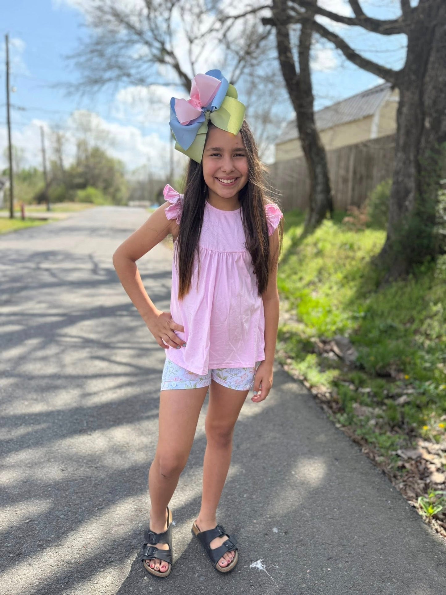 2025 easter floral button shorts