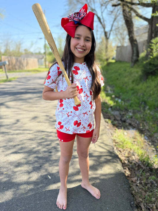 baseball bows oversized tee