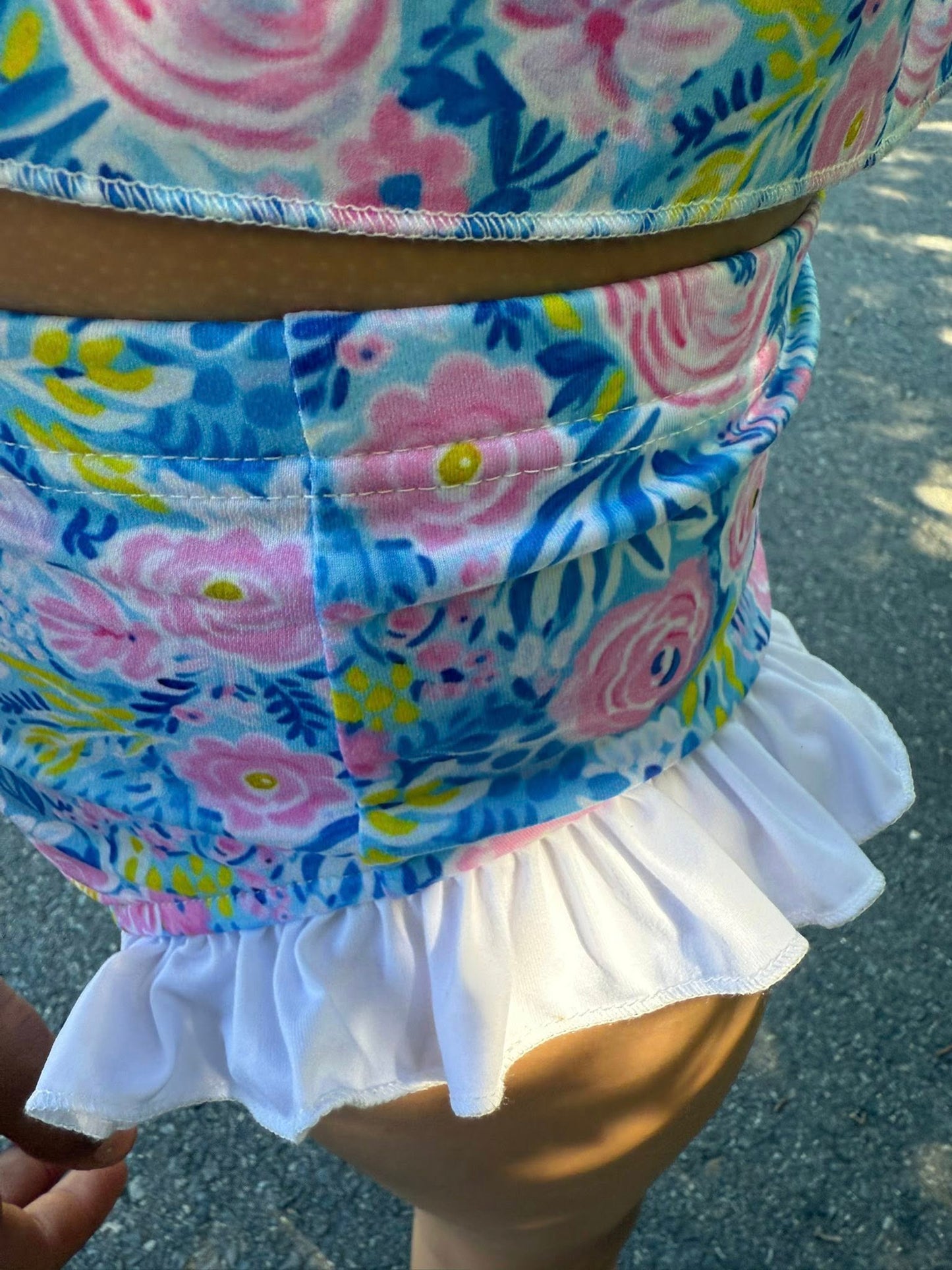 spring floral and white racerback swim
