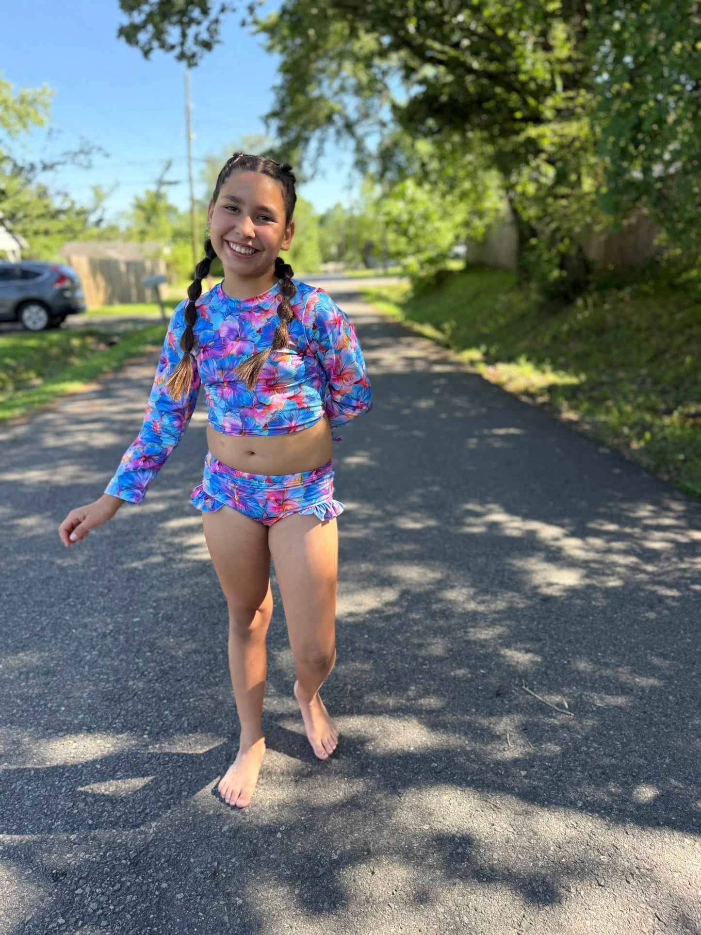 neon floral willow swim