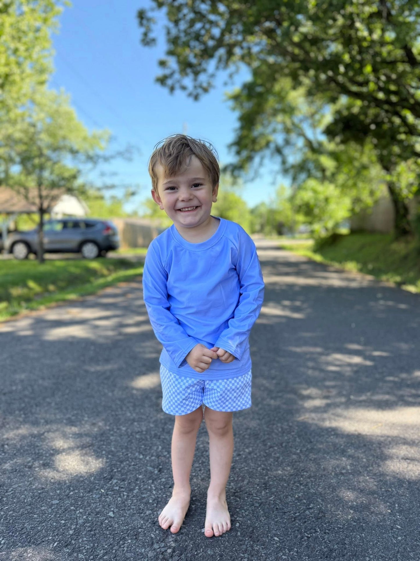 Carolina blue swim top, lined, kids and adults