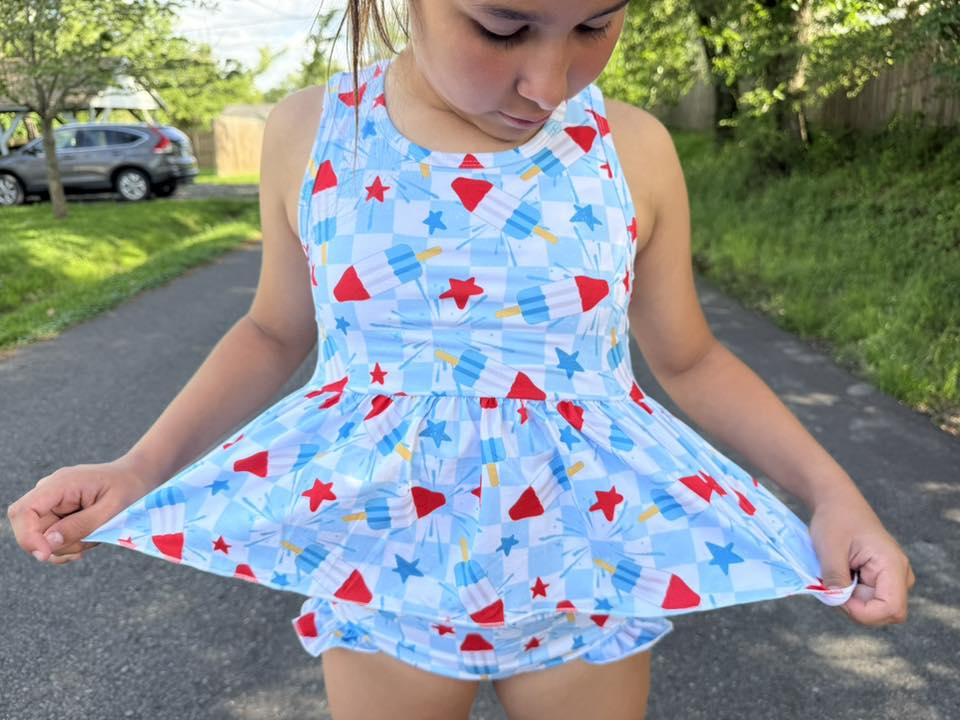 bombpop checkered racerback swim