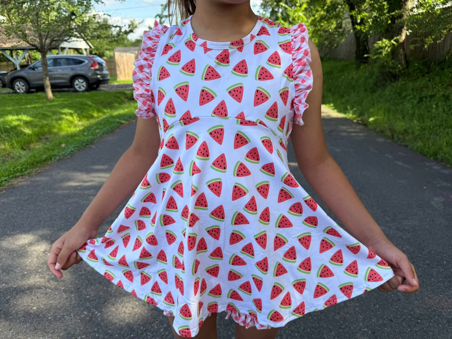 watermelon ruffle racorback allie top