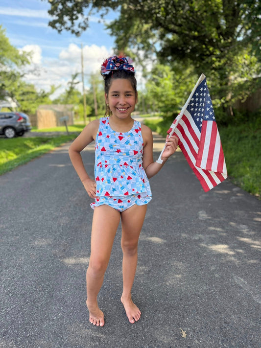 bombpop checkered racerback swim