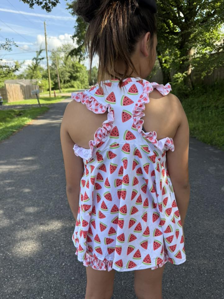 watermelon ruffle racorback allie top