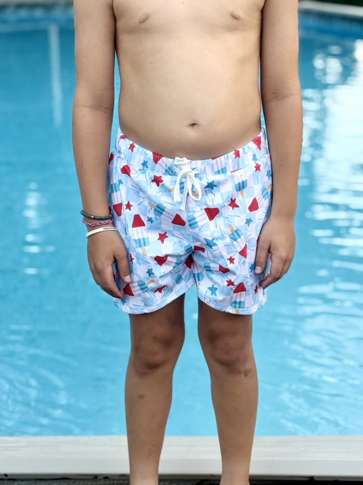 bombpop checkered swim shorts