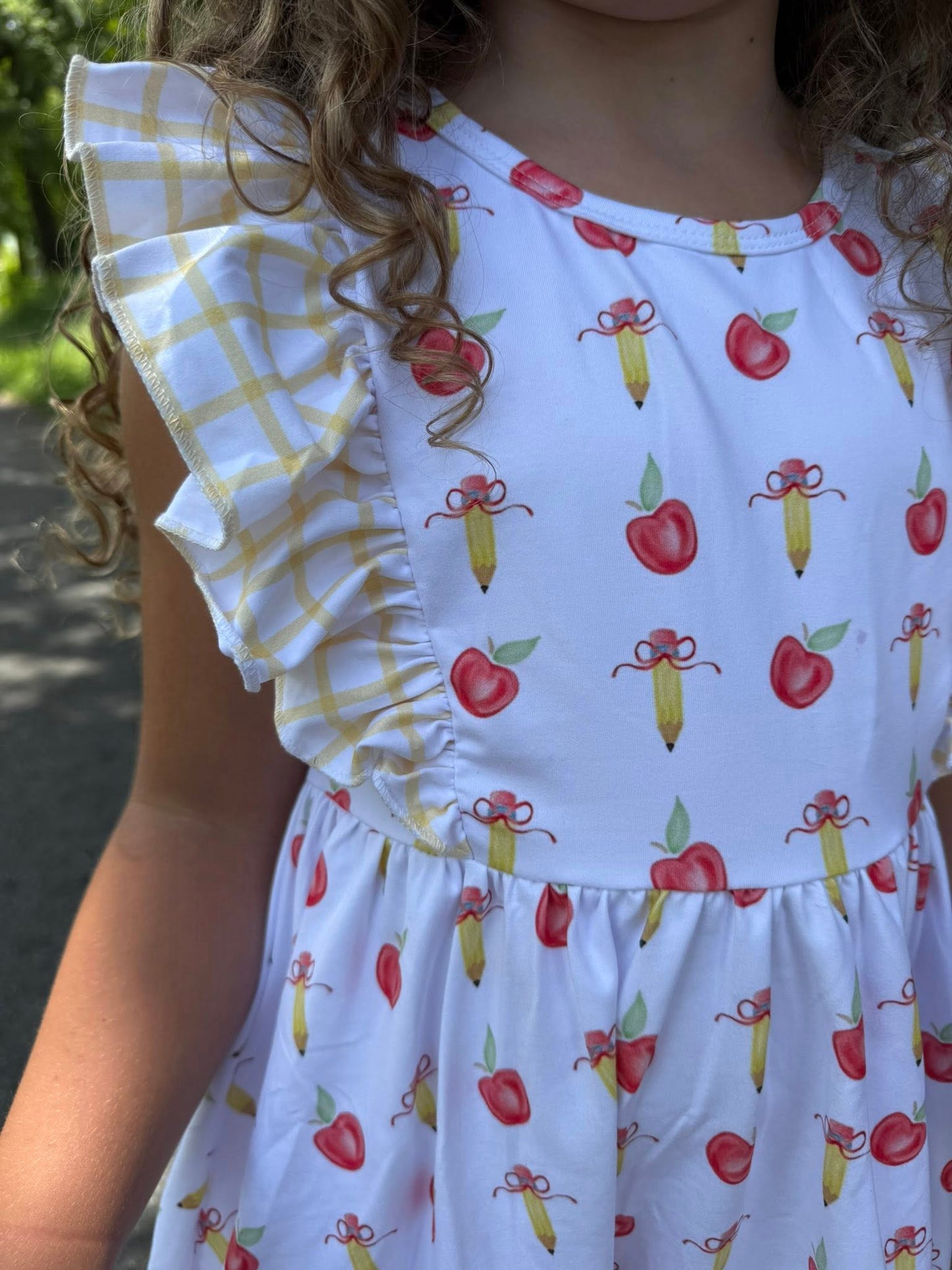 apple bow flutter dress
