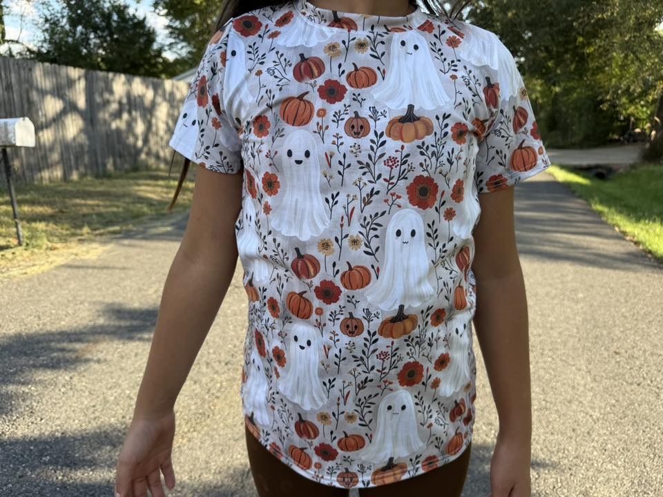 pumpkin ghost oversized tee