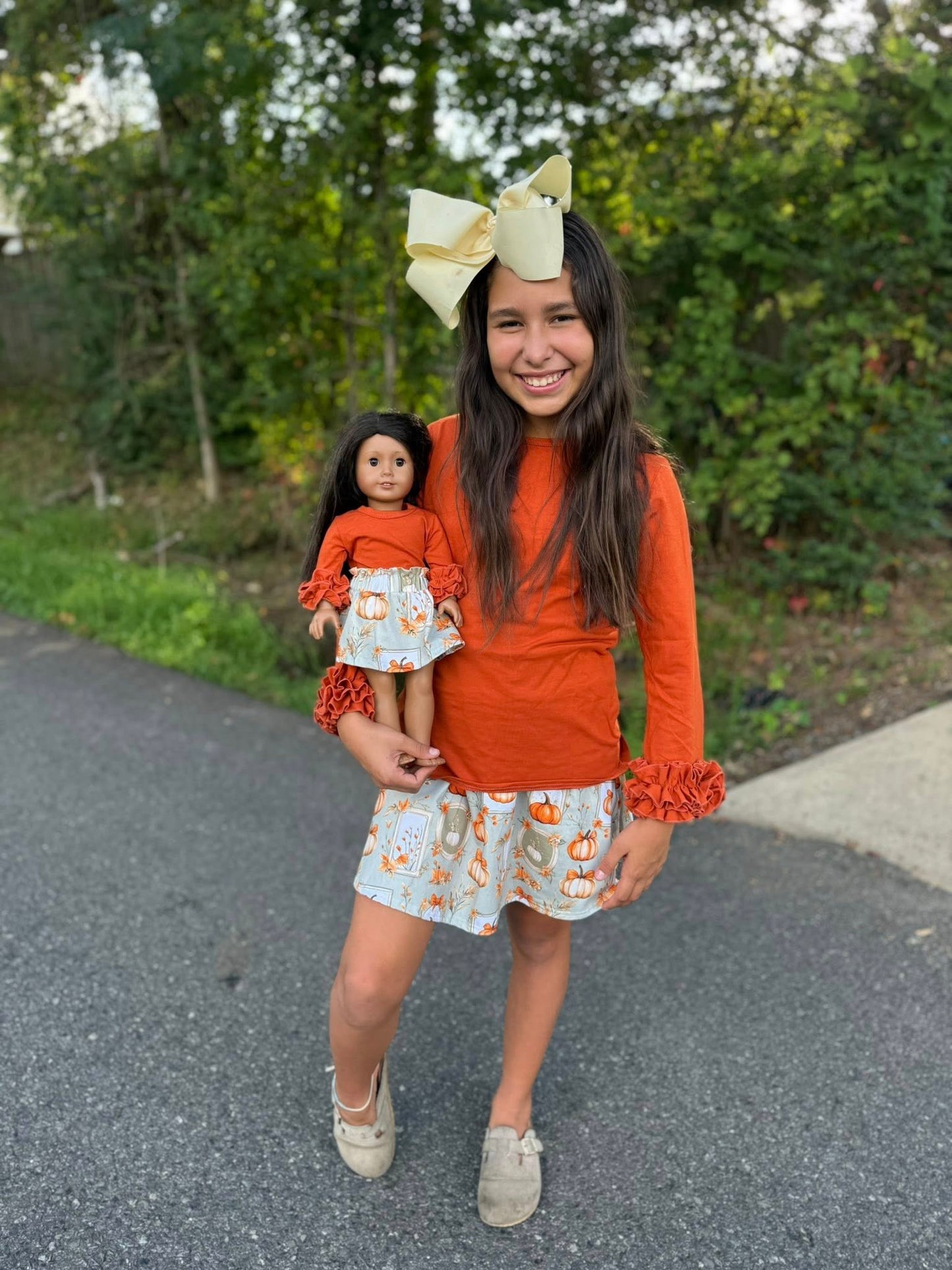 DOLL burnt orange icing top and picture perfect skirt (built in shorts) set