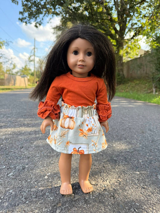DOLL burnt orange icing top and picture perfect skirt (built in shorts) set