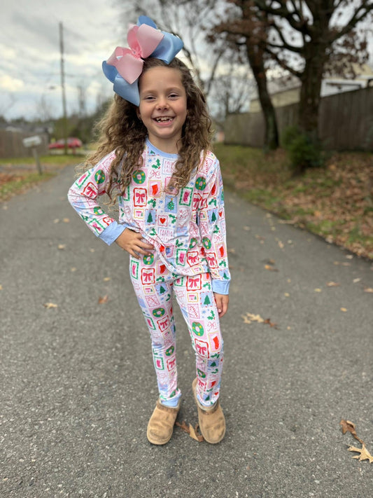 bamboo periwinkle Christmas jammies