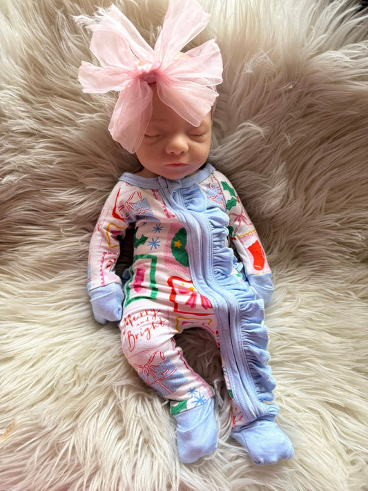 bamboo periwinkle Christmas ruffle zippy