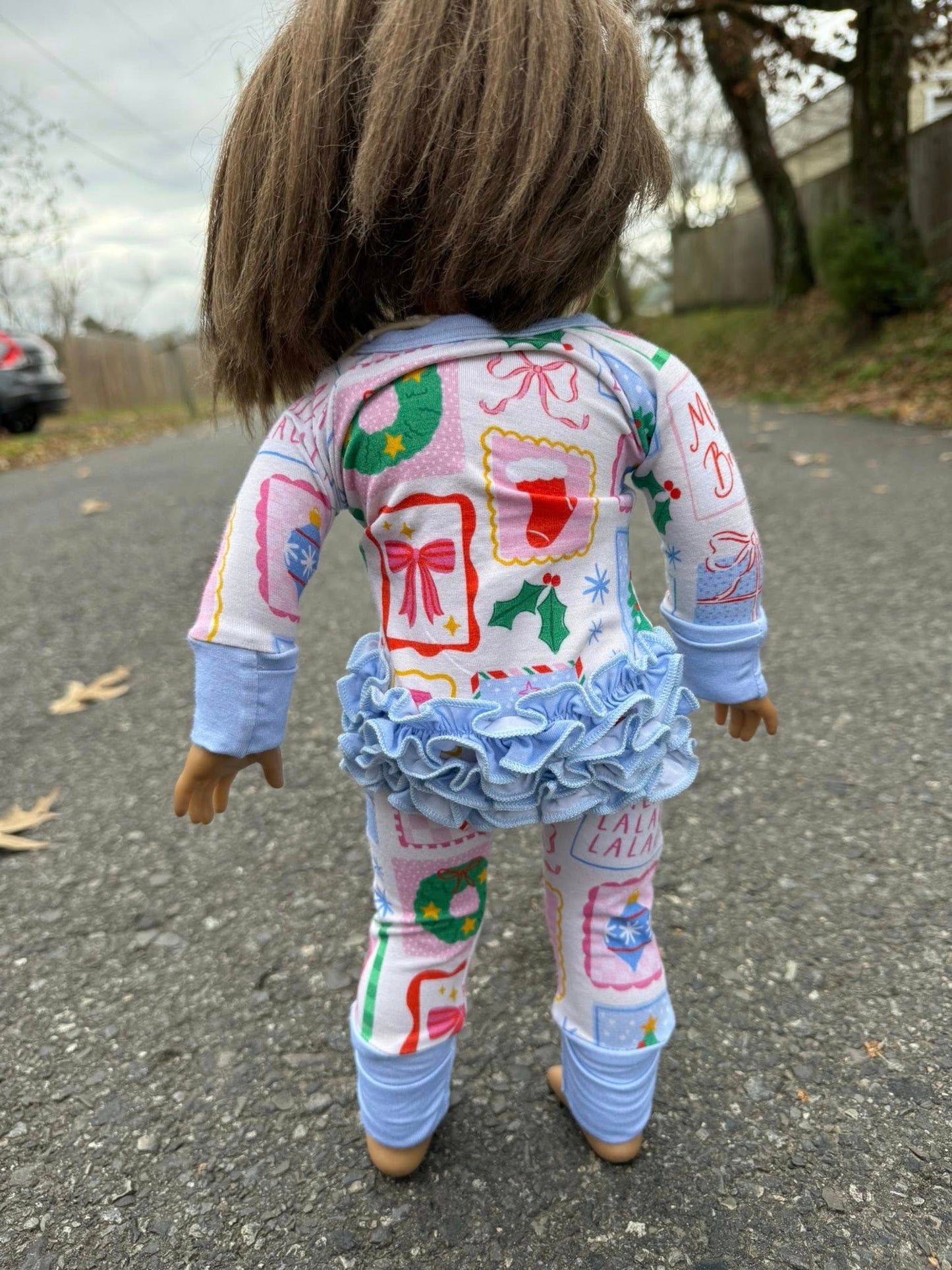 DOLL bamboo periwinkle Christmas ruffle zippy