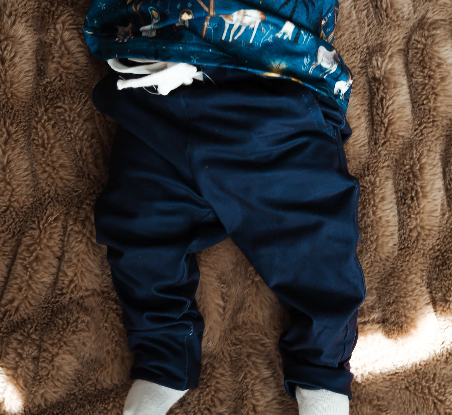 navy blue joggers (printed milk silk material)