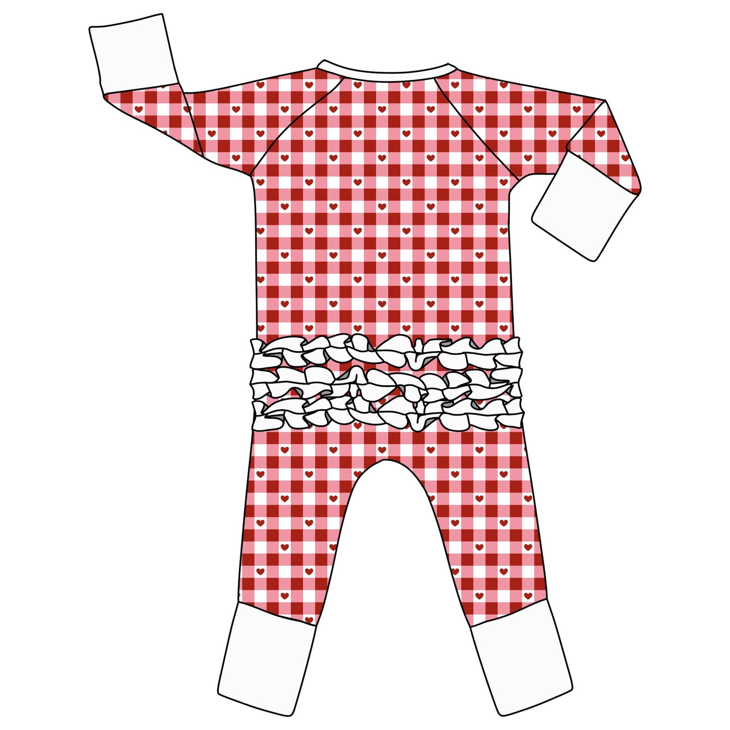 checkered heart ruffle zippy