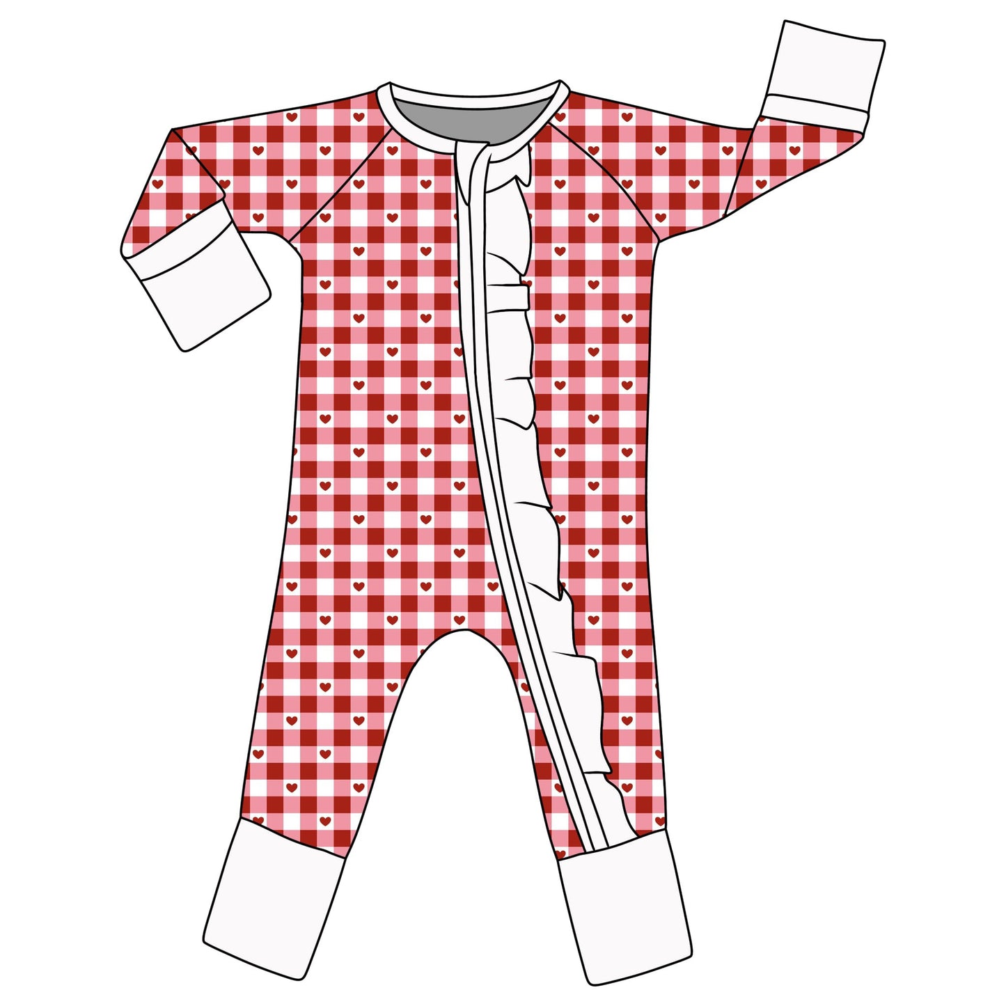 checkered heart ruffle zippy