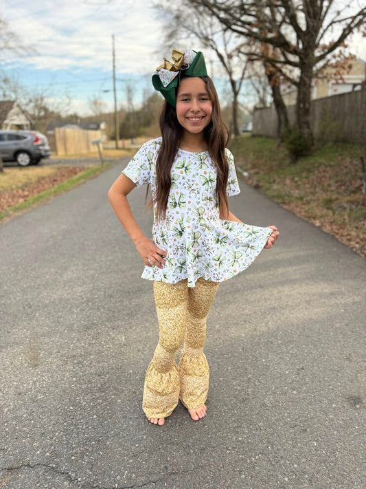 lucky bows with glitter x twirl Top