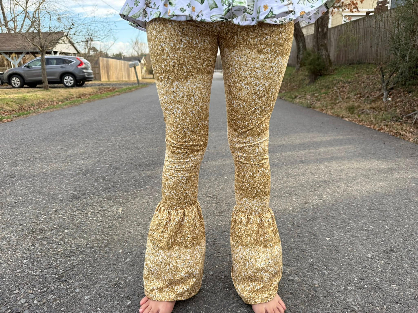 bright gold faux glitter bells