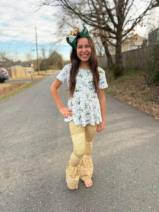 bright gold faux glitter bells