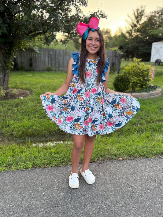 flower and crystal teal willow dress