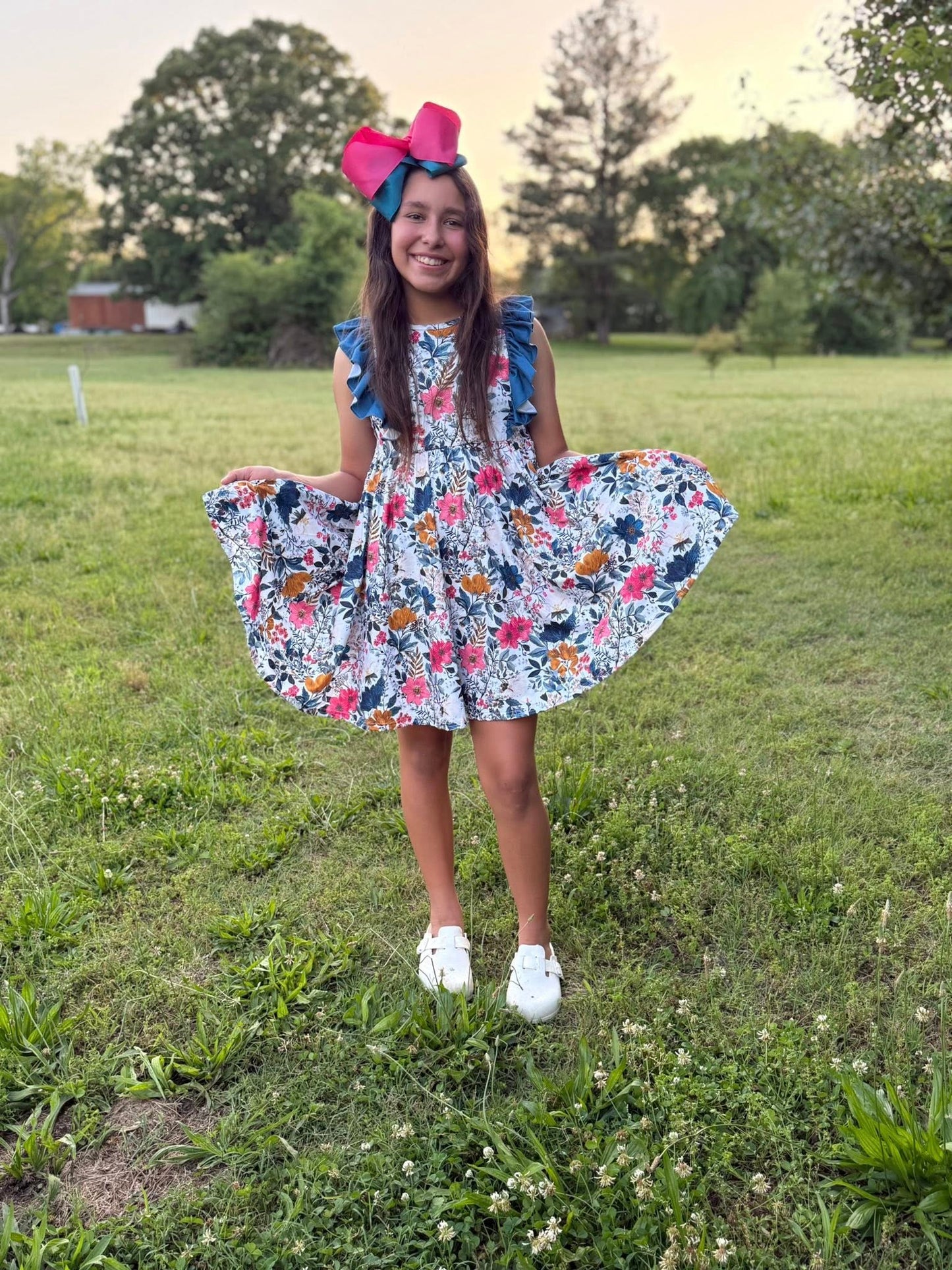 flower and crystal teal willow dress