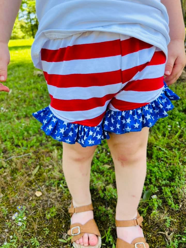 stripe shorties with star ruffles