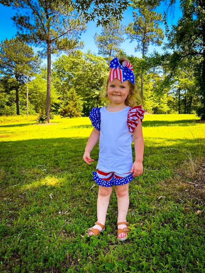 stripe shorties with star ruffles