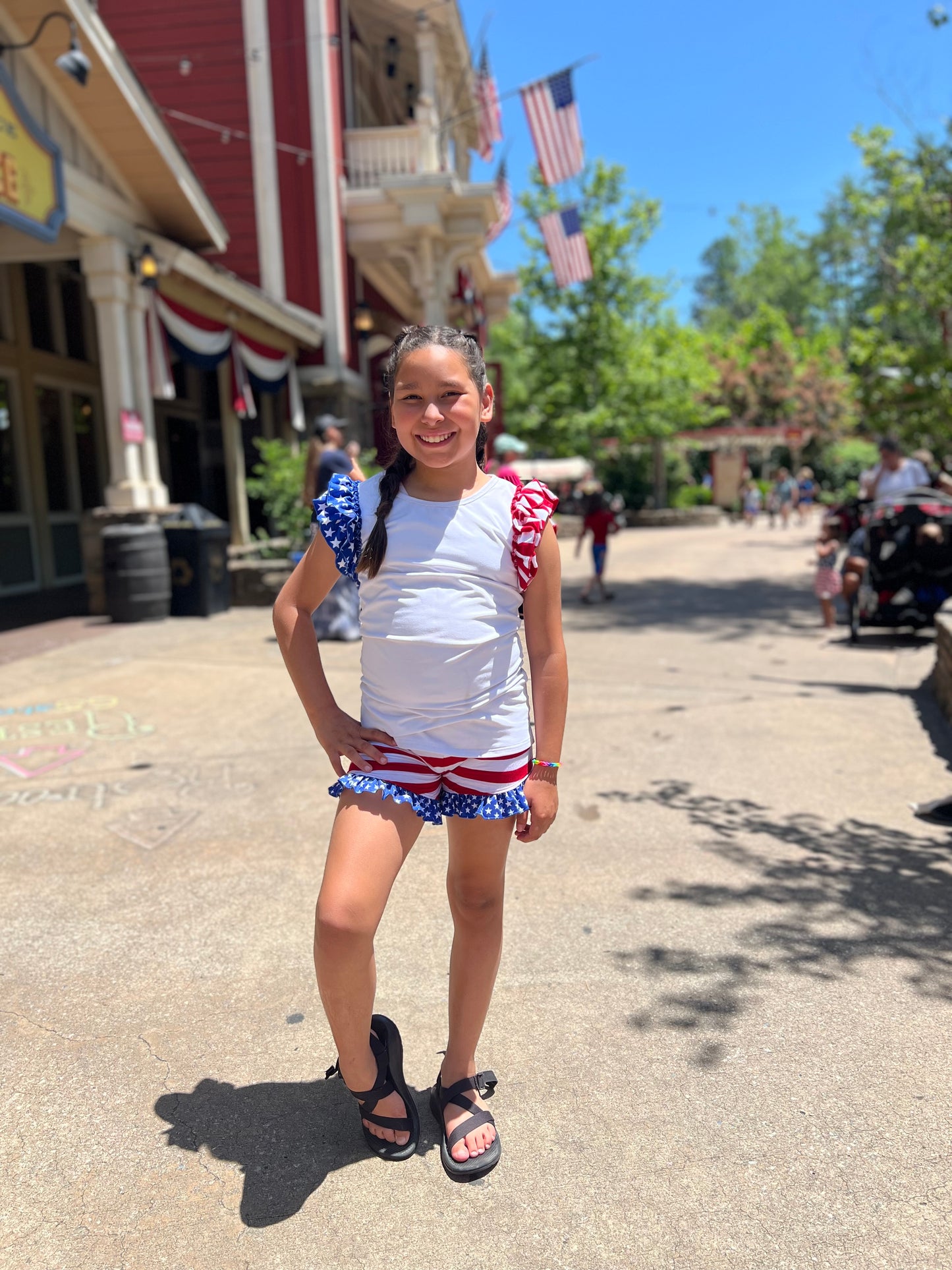 stripe shorties with star ruffles