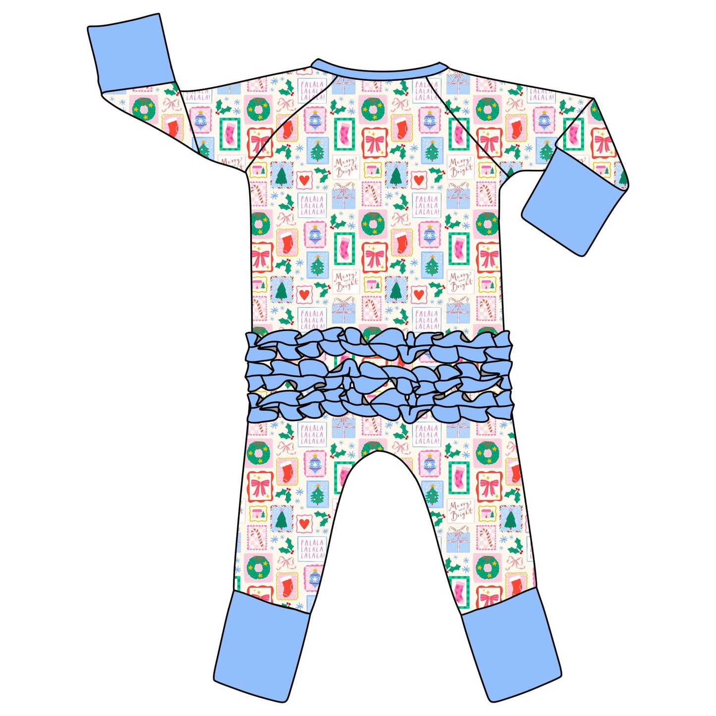 bamboo periwinkle Christmas ruffle zippy