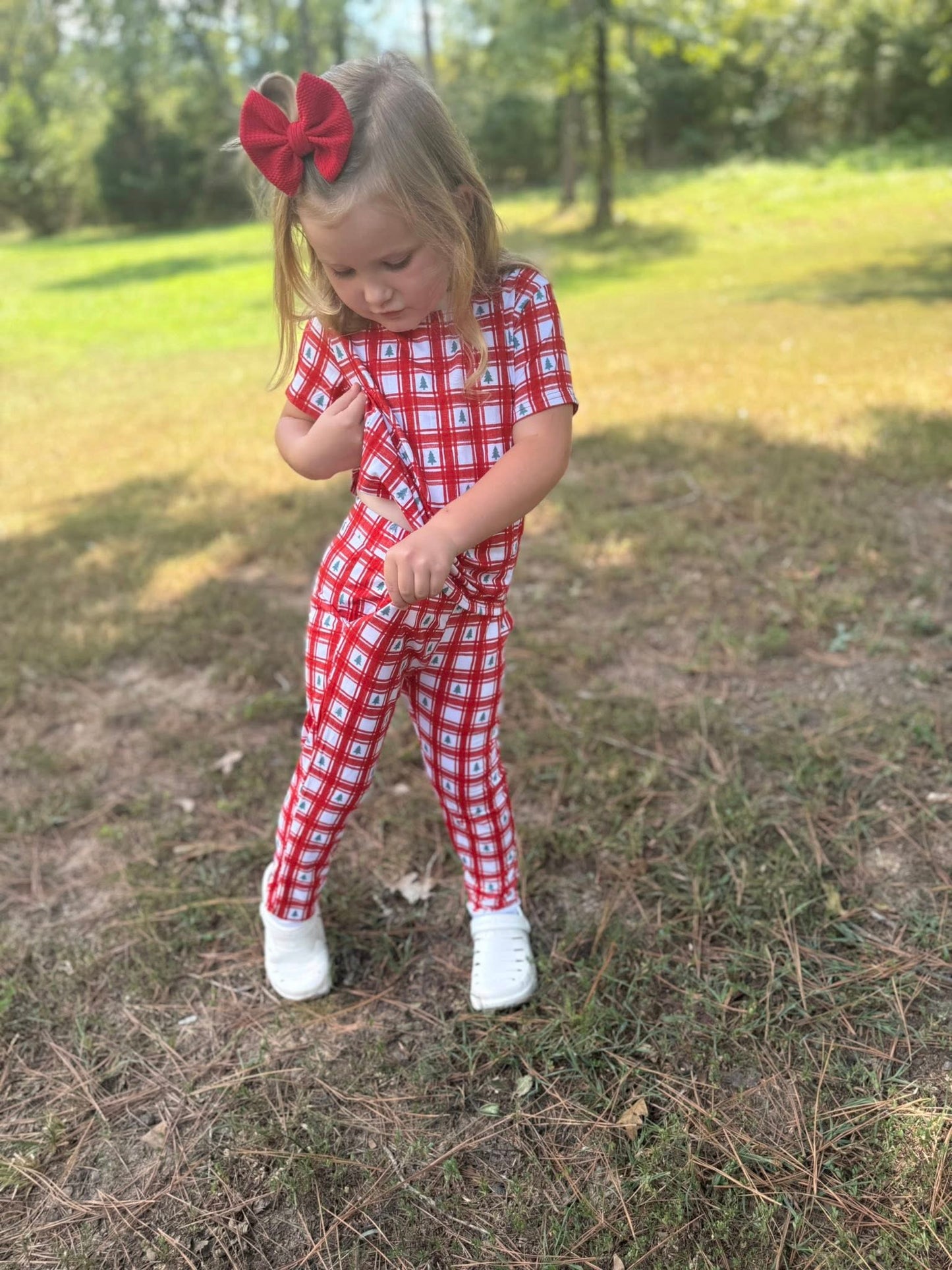 Bamboo Christmas tree plaid Jammie’s with pockets