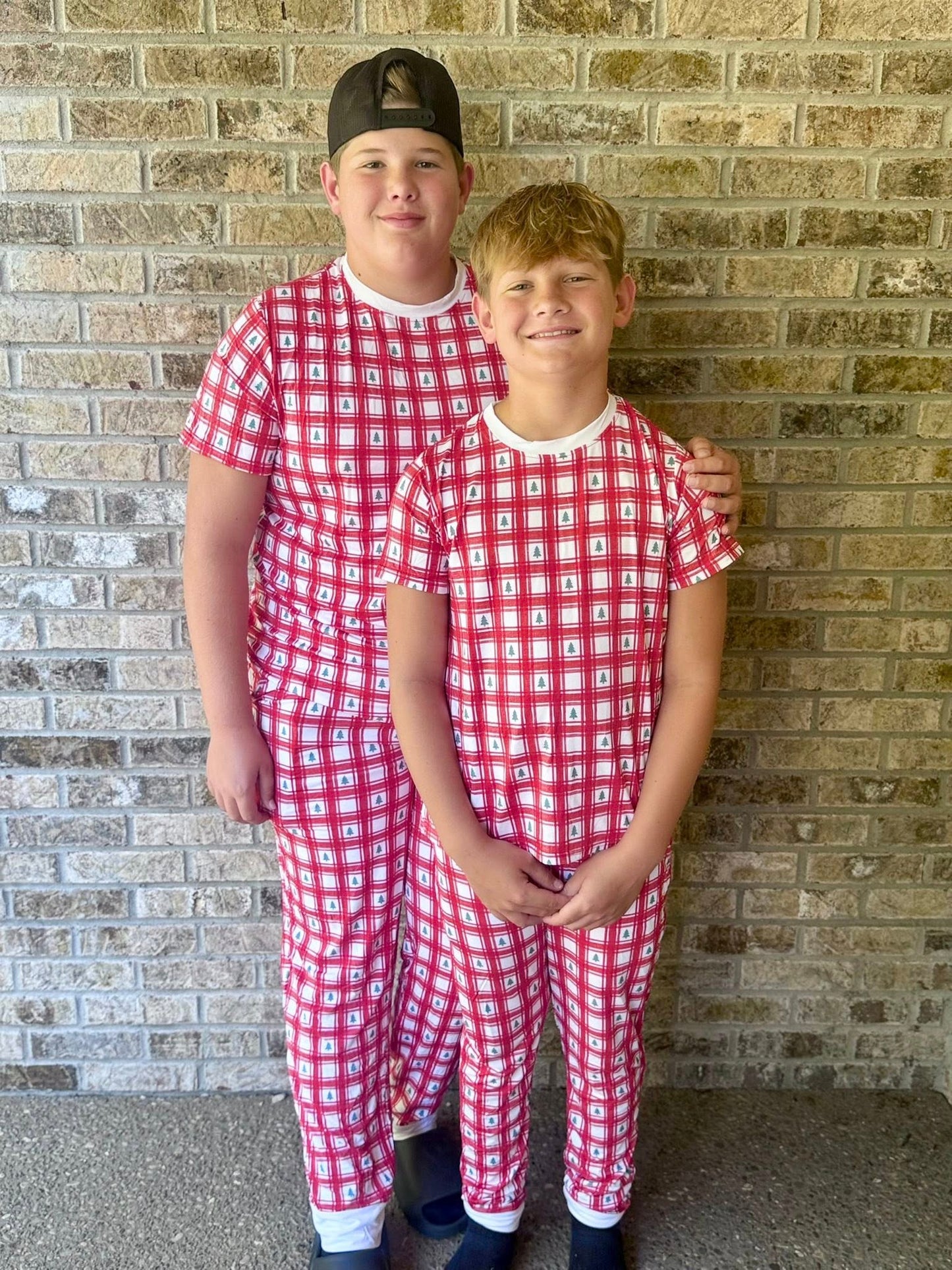 Bamboo Christmas tree plaid Jammie’s with pockets