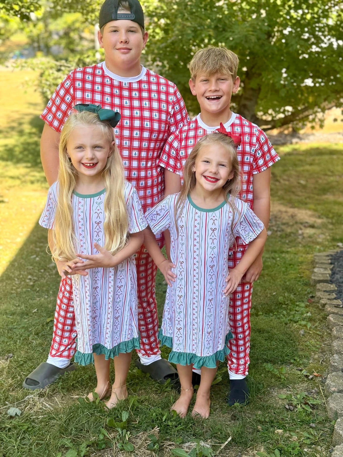 Bamboo Christmas tree plaid Jammie’s with pockets