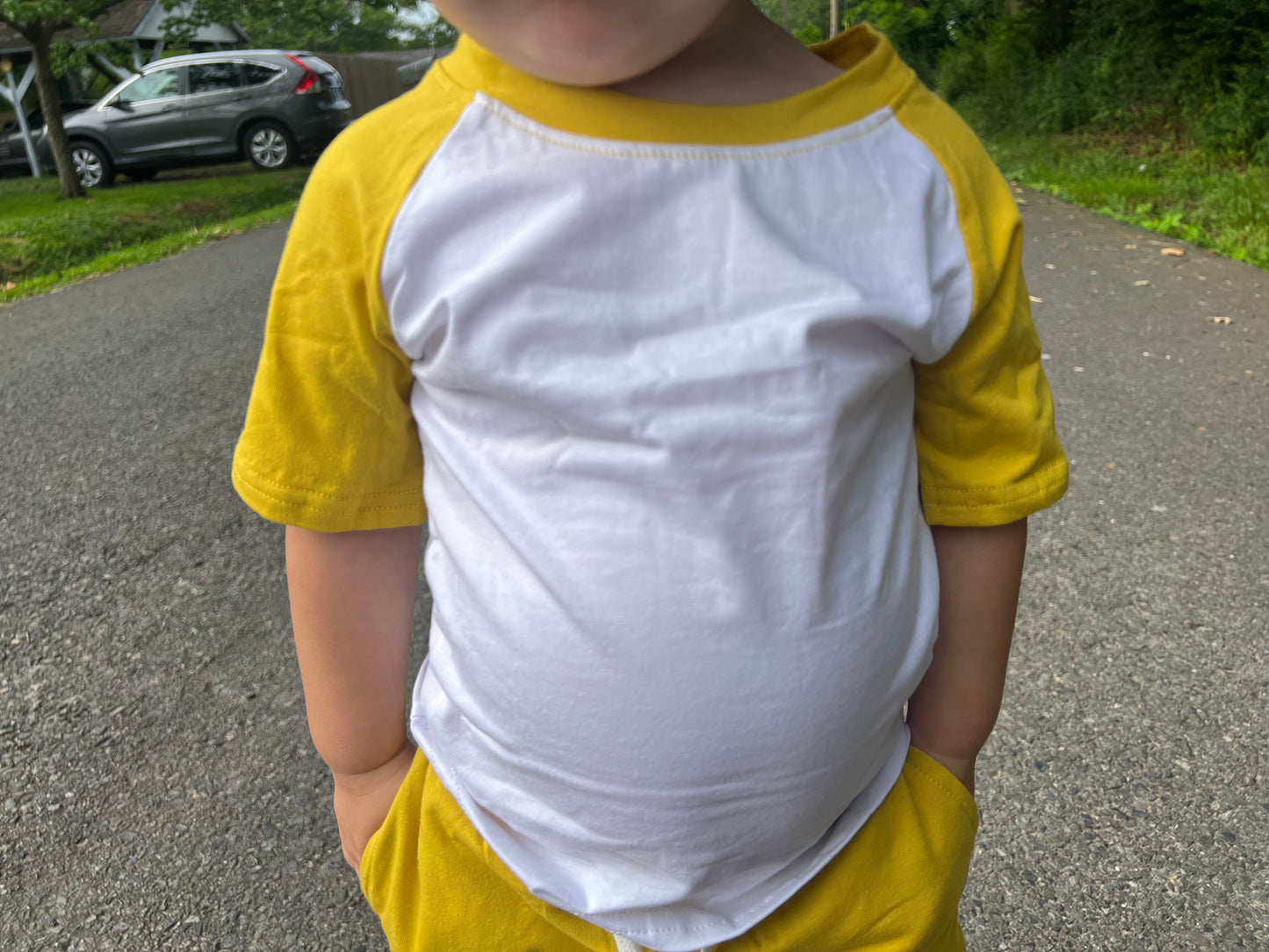 mustard/white ss raglan