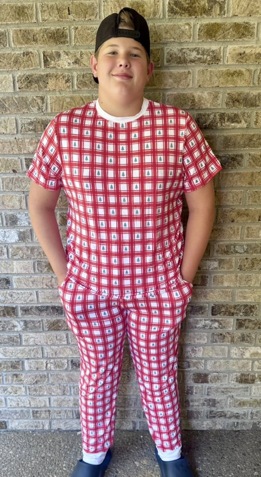 Bamboo Christmas tree plaid Jammie’s with pockets