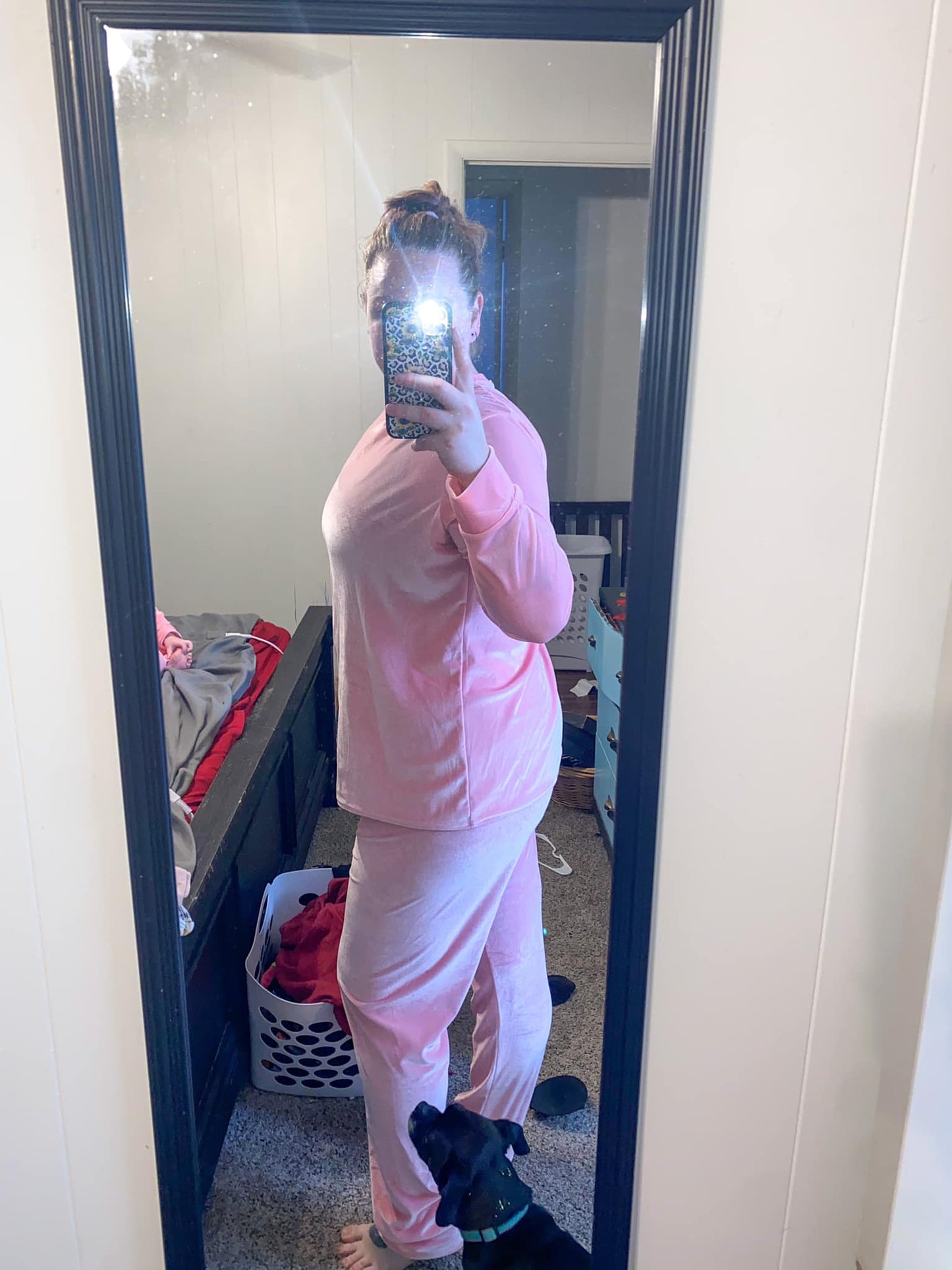 mommy pink velvet jammies