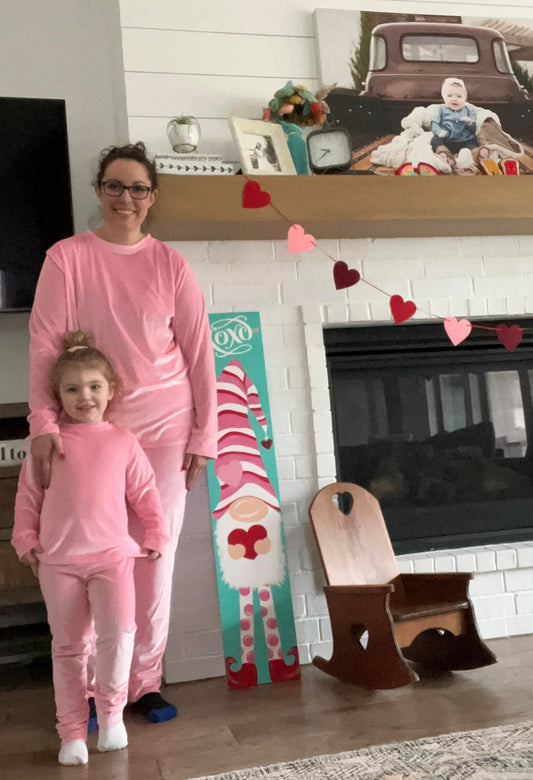 mommy pink velvet jammies