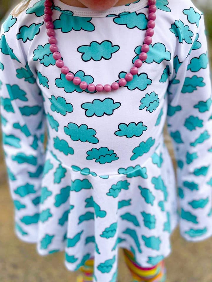 clouds long sleeve twirl top