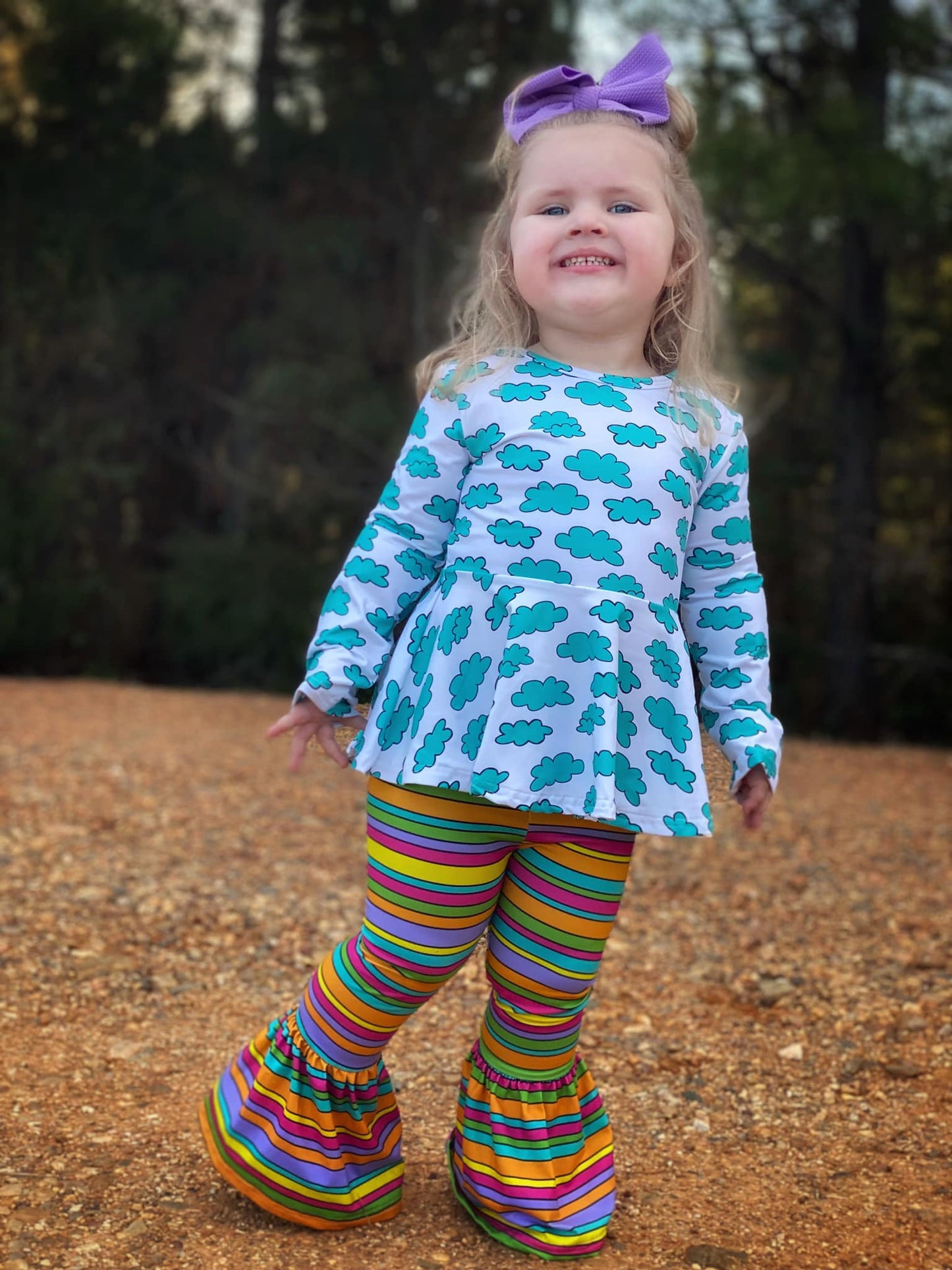 clouds long sleeve twirl top