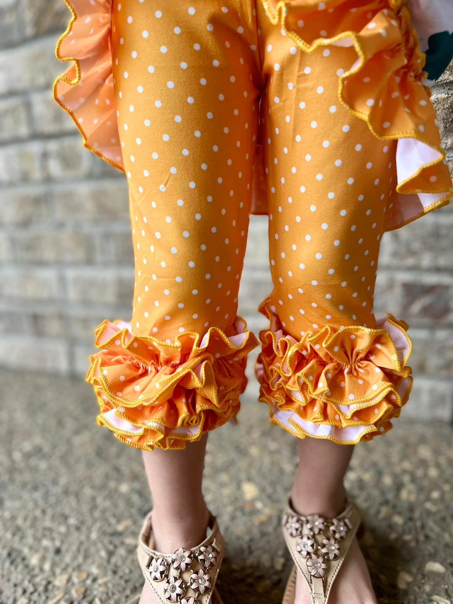 mustard polka dot icing capris