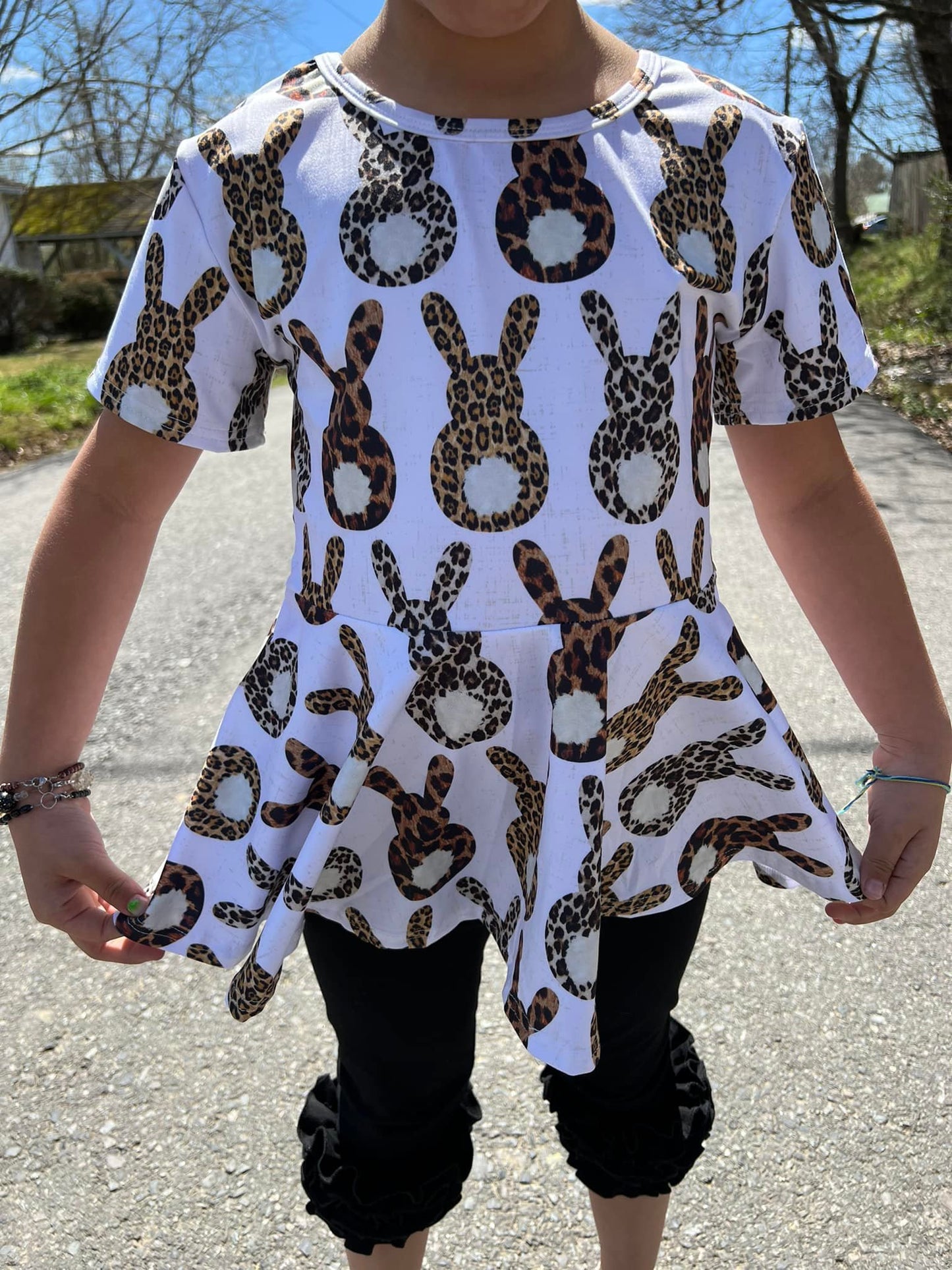 SS leopard bunny twirl top