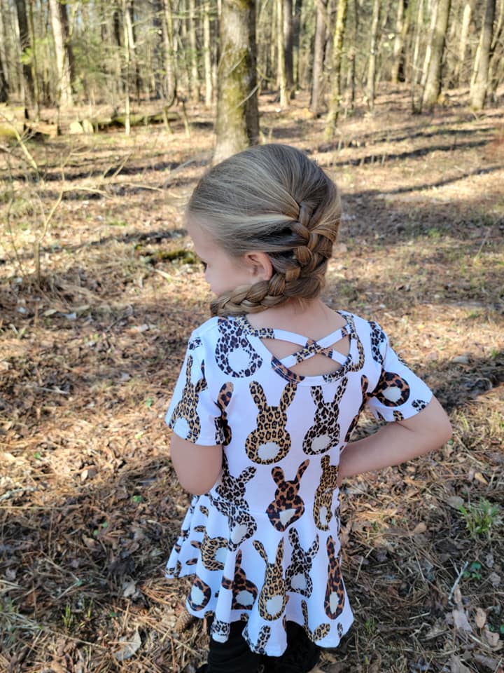 SS leopard bunny twirl top