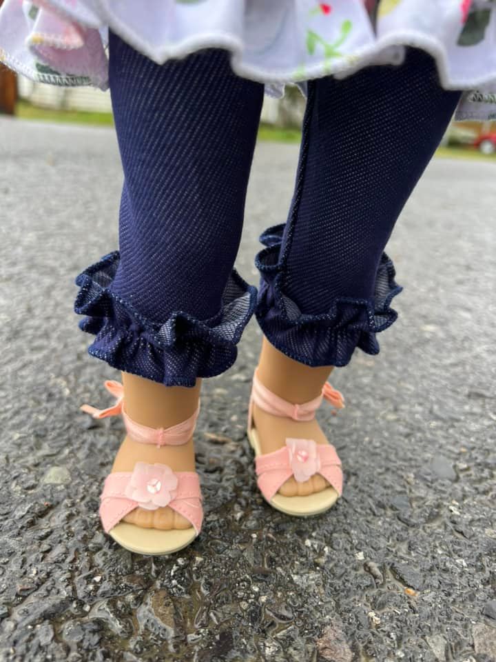 single ruffle denim icing capris